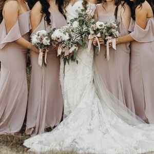 Taupe Lulus Off-the-Shoulder Dress